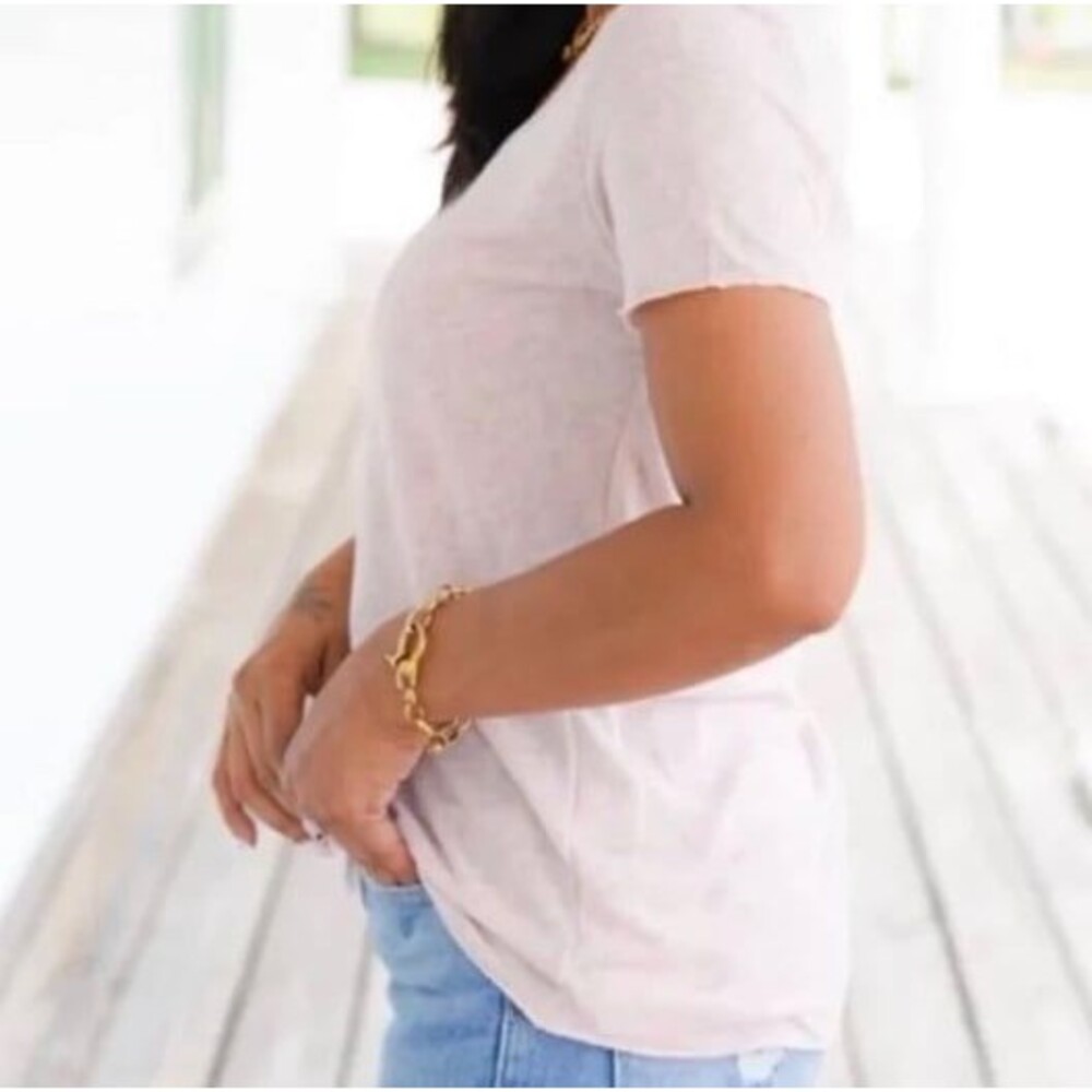 Blush pink top shirt vneck MOON RYDER Lightweight sweater MOONRYDER short sleeve